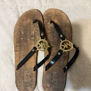 Michael Kors Black and Gold Sandals